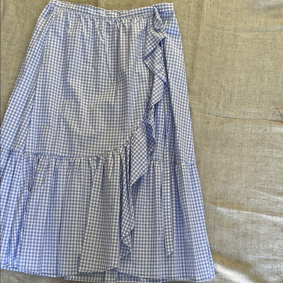 Cupio Light Blue Gingham Maxi Skirt with Ruffle Trim - Picture 3 of 5